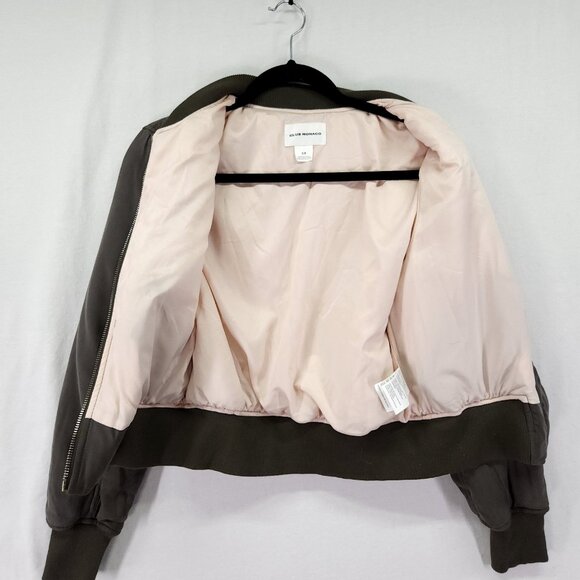 Club Monaco Bomber Jacket Womens Size Small Full Zip Olive Green Pockets - Picture 3 of 11